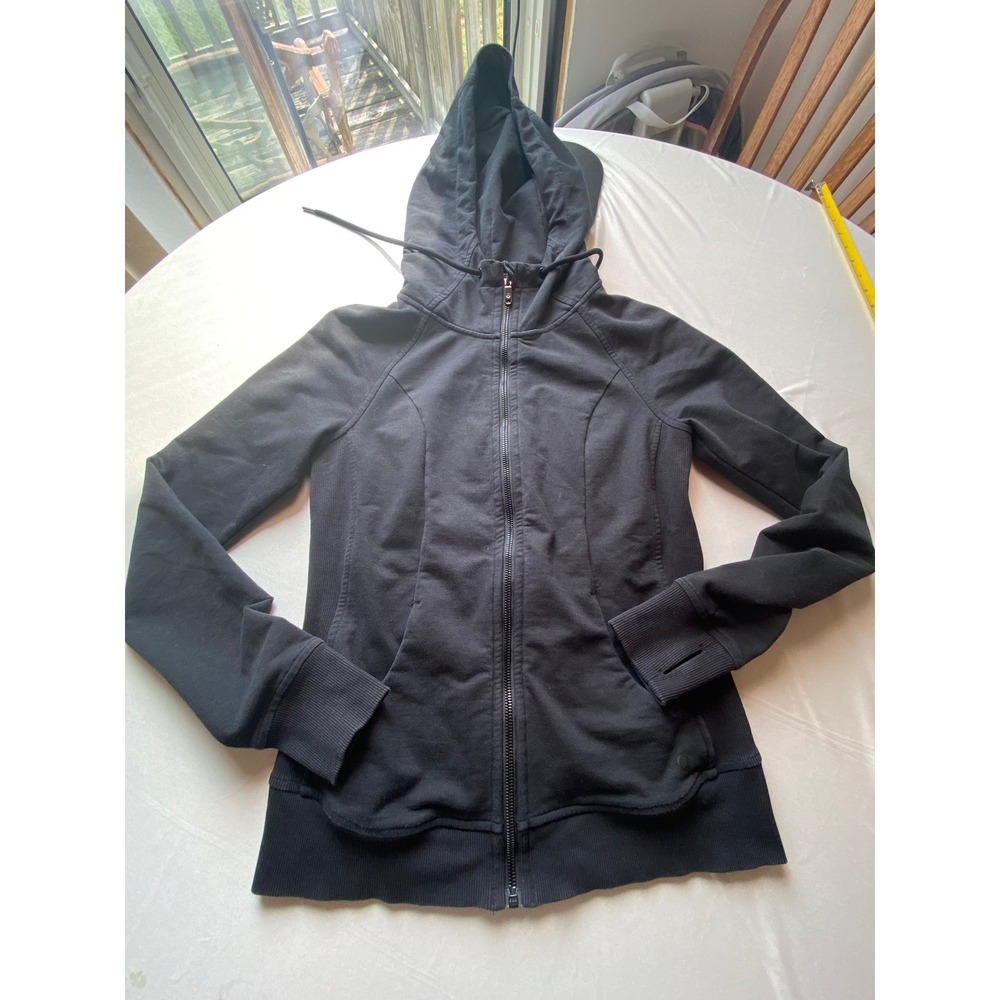 CRZ YOGA Womens Black Full Zip Hoodie Athletic Jacket with Thumbholes